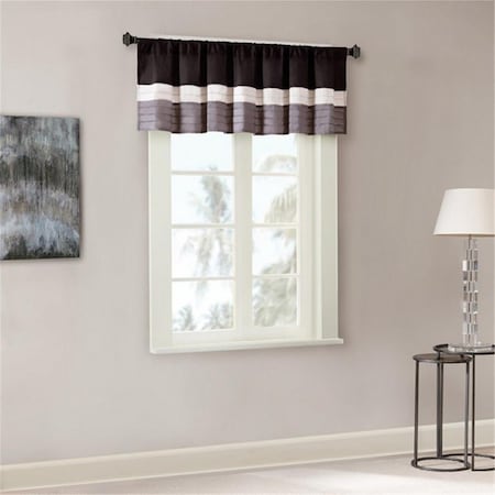 Madison Park Amherst Polyoni Pintuck Window Valance, Black MP41-2226